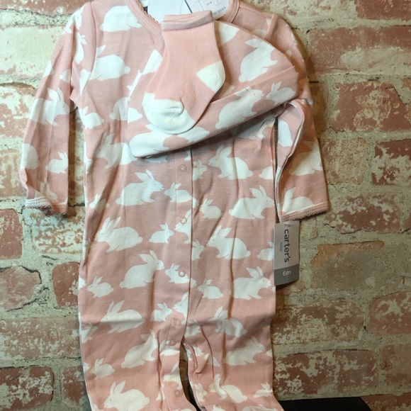 Carter's 3-Piece Bunny Babysoft Take-Me-Home Set (6 Months) Pink and White - Picture 2 of 7